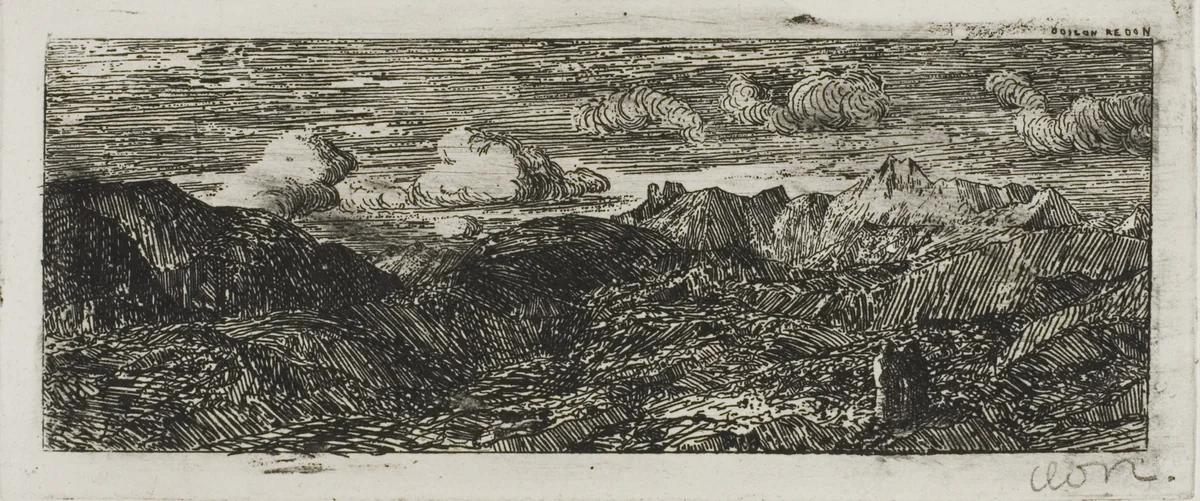 Mountain Landscape by Odilon Redon, print, 1861-1871