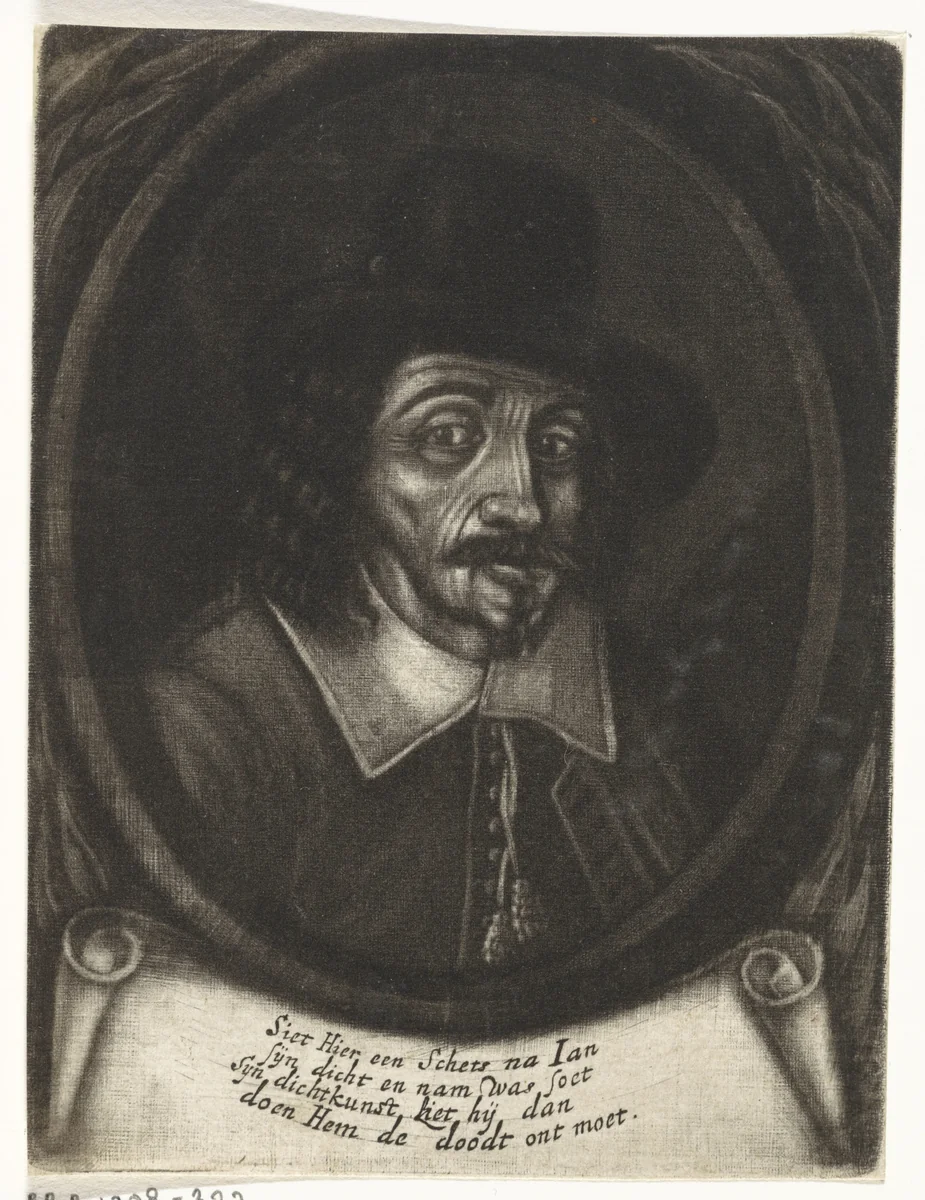 Portret van de dichter Jan Soet by Harmen de Mayer, print, 1651-1701