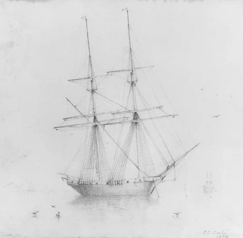 Ship (from McGuire Scrapbook) by Edmund C. Coates, artwork, 1839