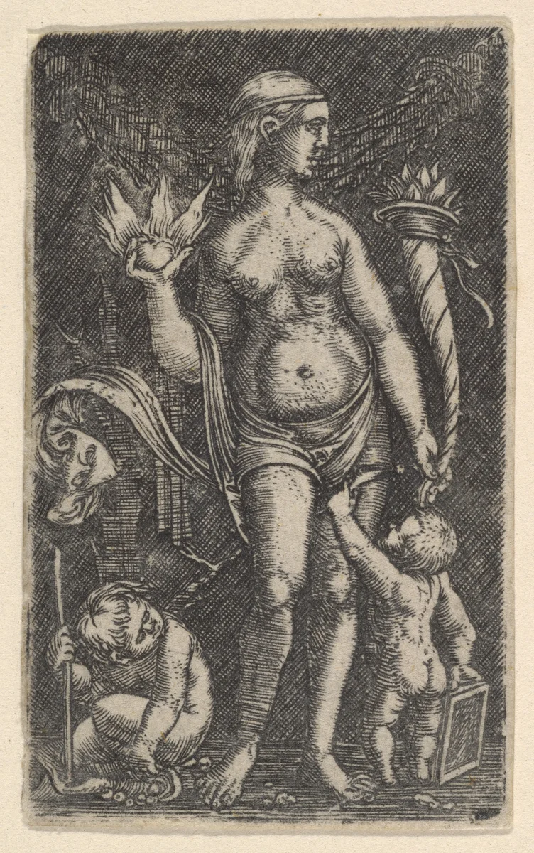 Venus with Two Putti by Albrecht Altdorfer, print, 1500-1538