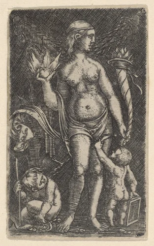 Venus with Two Putti by Albrecht Altdorfer, print, 1500-1538