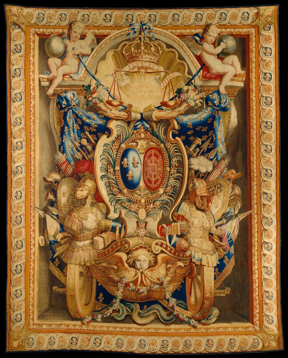 Portiere with the Arms of France and Navarre by Manufacture Nationale des Gobelins, textile, 1685-1699