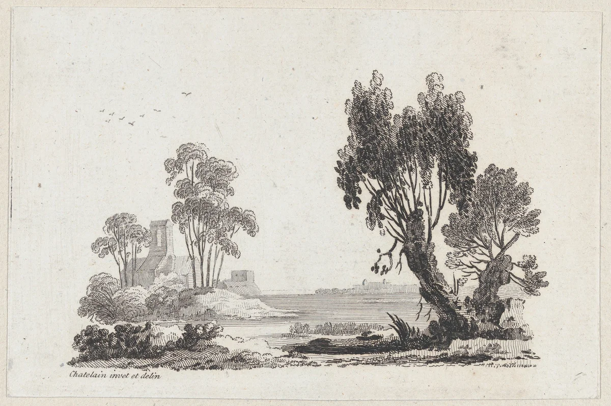 Landscape by Jean Baptiste Claude Chatelain, print, 1725-1763