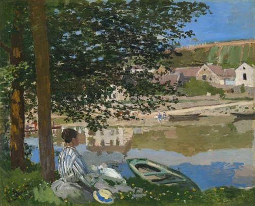 On the Bank of the Seine, Bennecourt by Claude Monet, painting, 1868