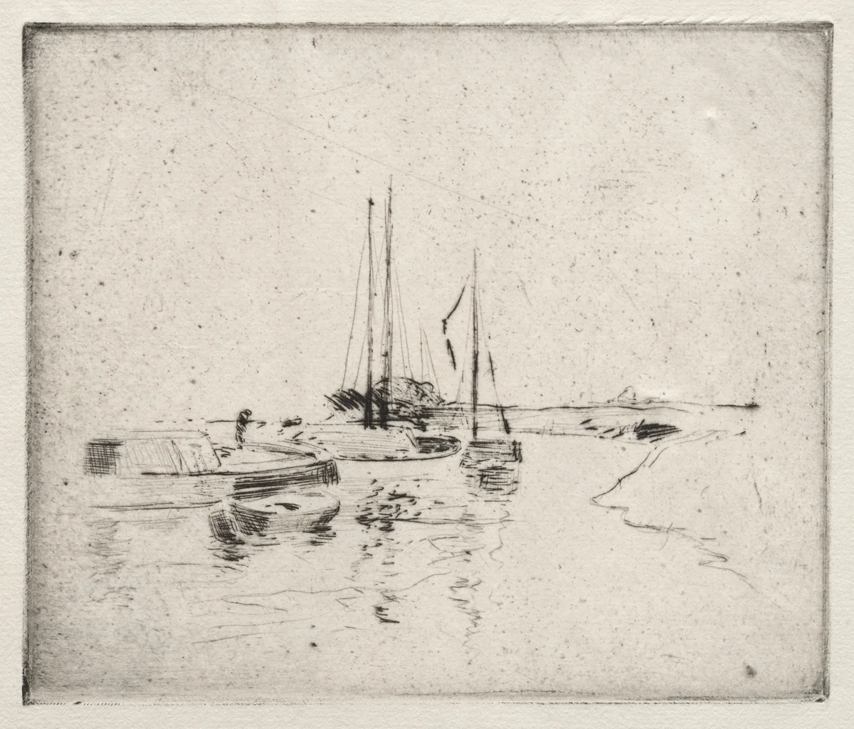 Four Boats on the Canal, Near Dordrecht by John Henry Twachtman, print, 1881-1883