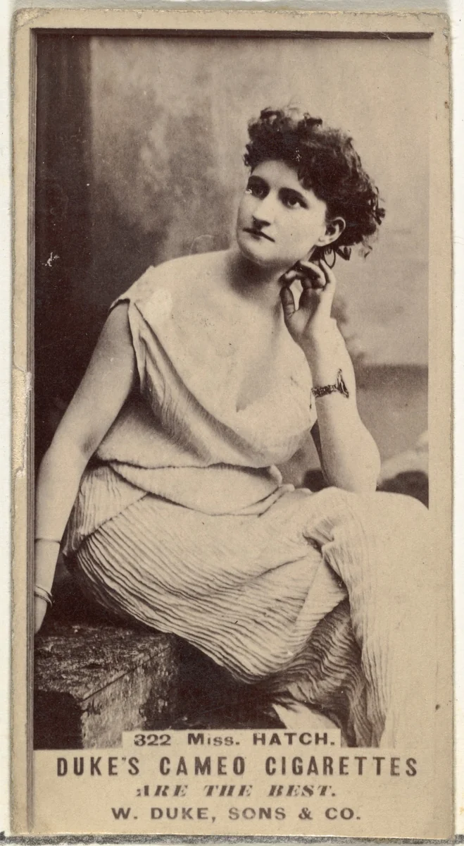 Card Number 322, Miss Hatch, from the Actors and Actresses series (N145-5) issued by Duke Sons & Co. to promote Cameo Cigarettes by W. Duke, Sons & Co., photograph, 1880-1889