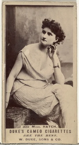 Card Number 322, Miss Hatch, from the Actors and Actresses series (N145-5) issued by Duke Sons & Co. to promote Cameo Cigarettes by W. Duke, Sons & Co., photograph, 1880-1889