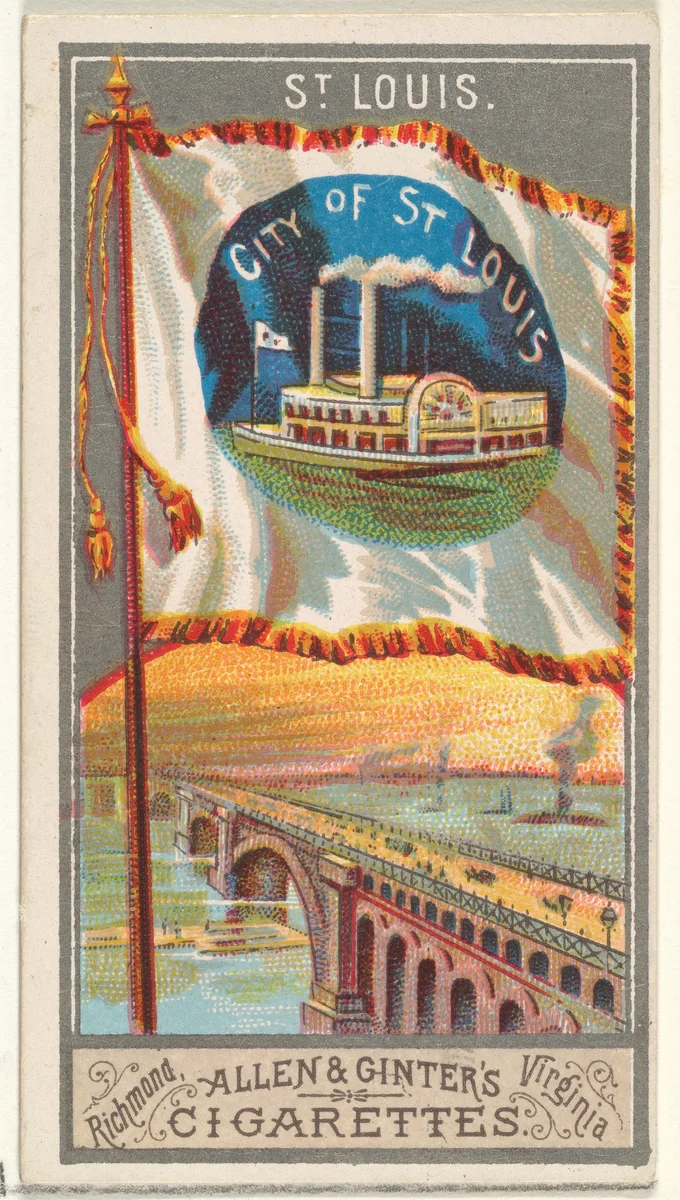 St. Louis, from the City Flags series (N6) for Allen & Ginter Cigarettes Brands by Allen & Ginter, print, 1887