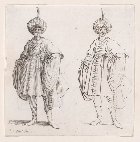 Turk Wearing Turban Seen from the Front, from "Varie Figure" (Various Figures) by Jacques Callot, print, 1615-1625
