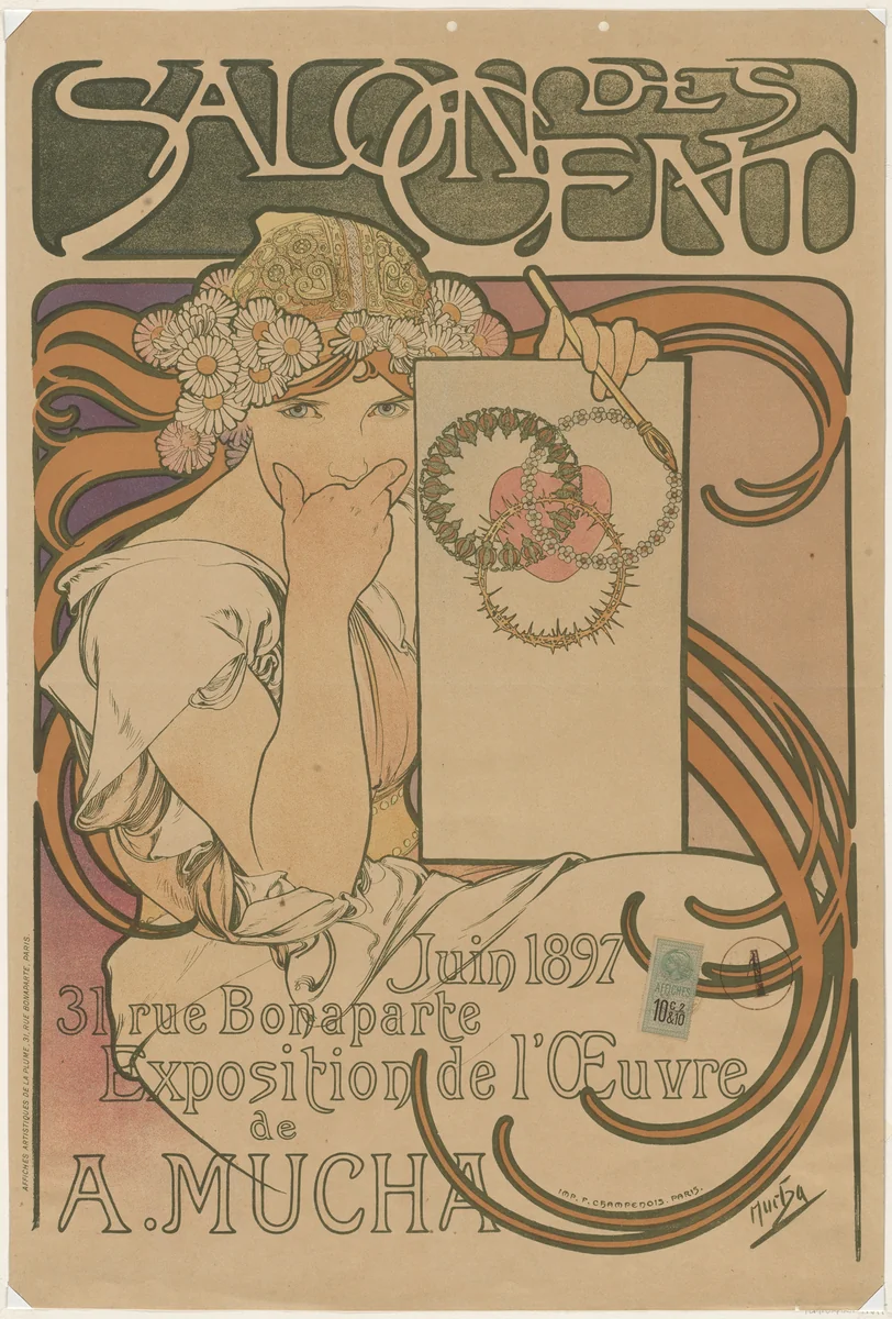 Salon des Cent, Exposition de l'œuvre de A. Mucha by Alphonse Mucha, design, 1897