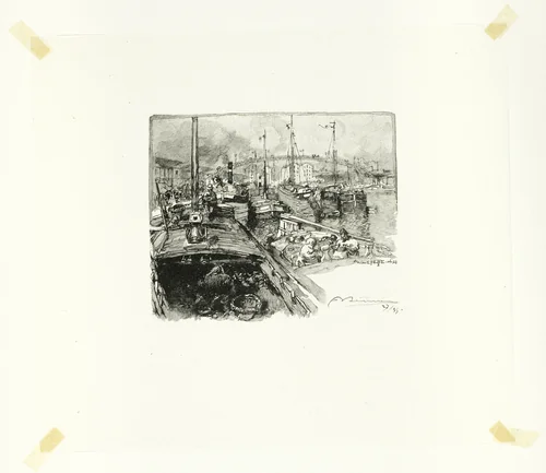 Villette Dock, plate five from Le Long de la Seine et des Boulevards by Louis Auguste Lepère, print, 1890