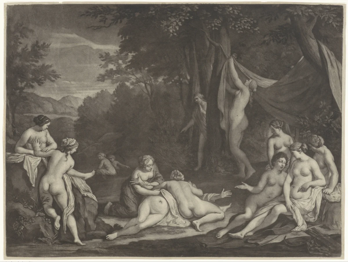 Diana en Callisto by Jan Verkolje, print, 1660-1693