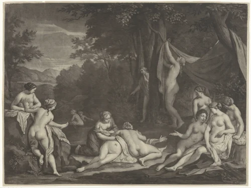 Diana en Callisto by Jan Verkolje, print, 1660-1693