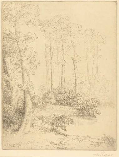 Edge of the Water (Au bord de l'eau) by Alphonse Legros, print, 1837-1911