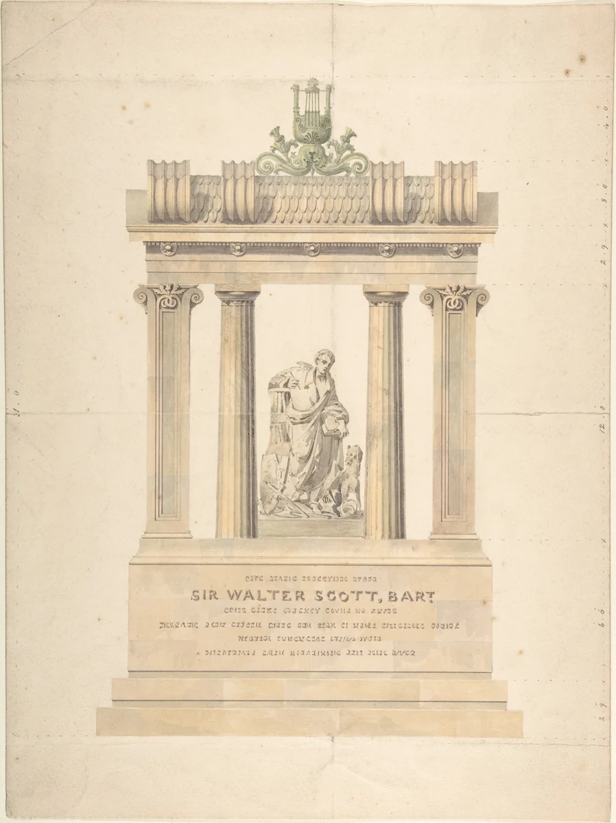 Monument to Sir Walter Scott, Bart. by Charles Harriott Smith, drawing, 1832-1850