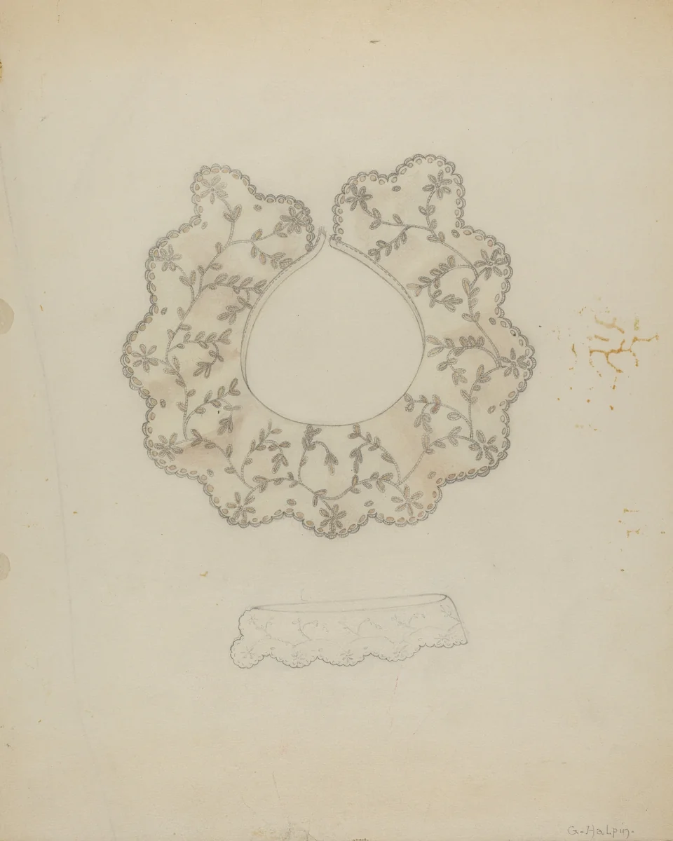 Embroidered Linen Collar by Grace Halpin, index of american design, 1936