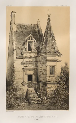Architecture Pittoresque ou Monuments des XVeme. Et XVIeme. Siecles: Chateaux de France des XV et XVI Siecles: Pl. 86, Ancien Château de Gisy-Les-Nobles (Yonne) by Victor Petit, print, 1860