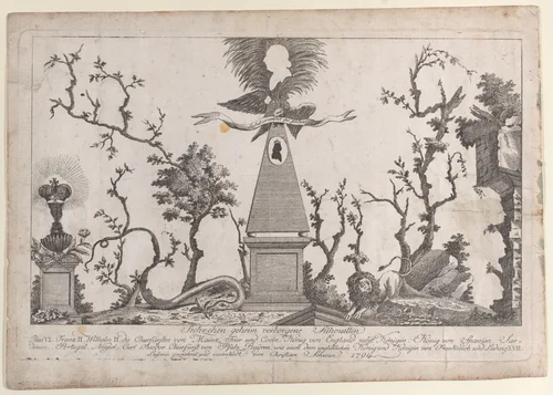 Hidden silhouettes of the rulers of Europe by Lussano, print, 1794