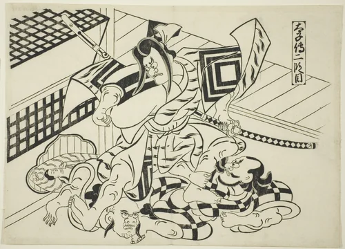 Legend of Taishi, Scene 2 (Taishiden nidanme), from the series "Famous Scenes from Japanese Puppet Plays (Yamato irotake)" by Okumura Masanobu (奥村政信), print, 1700-1711