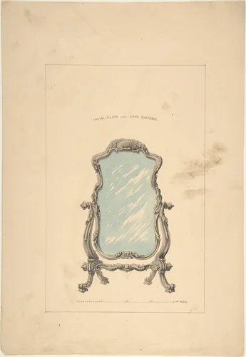 Design for Cheval Glass by Robert William Hume, drawing, 1835-1900