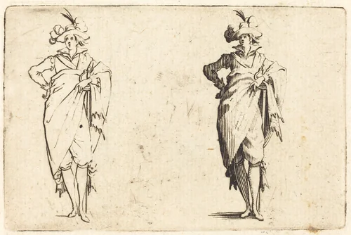 Gentleman Viewed from the Front with Hand on Hip by Jacques Callot, print, 1622