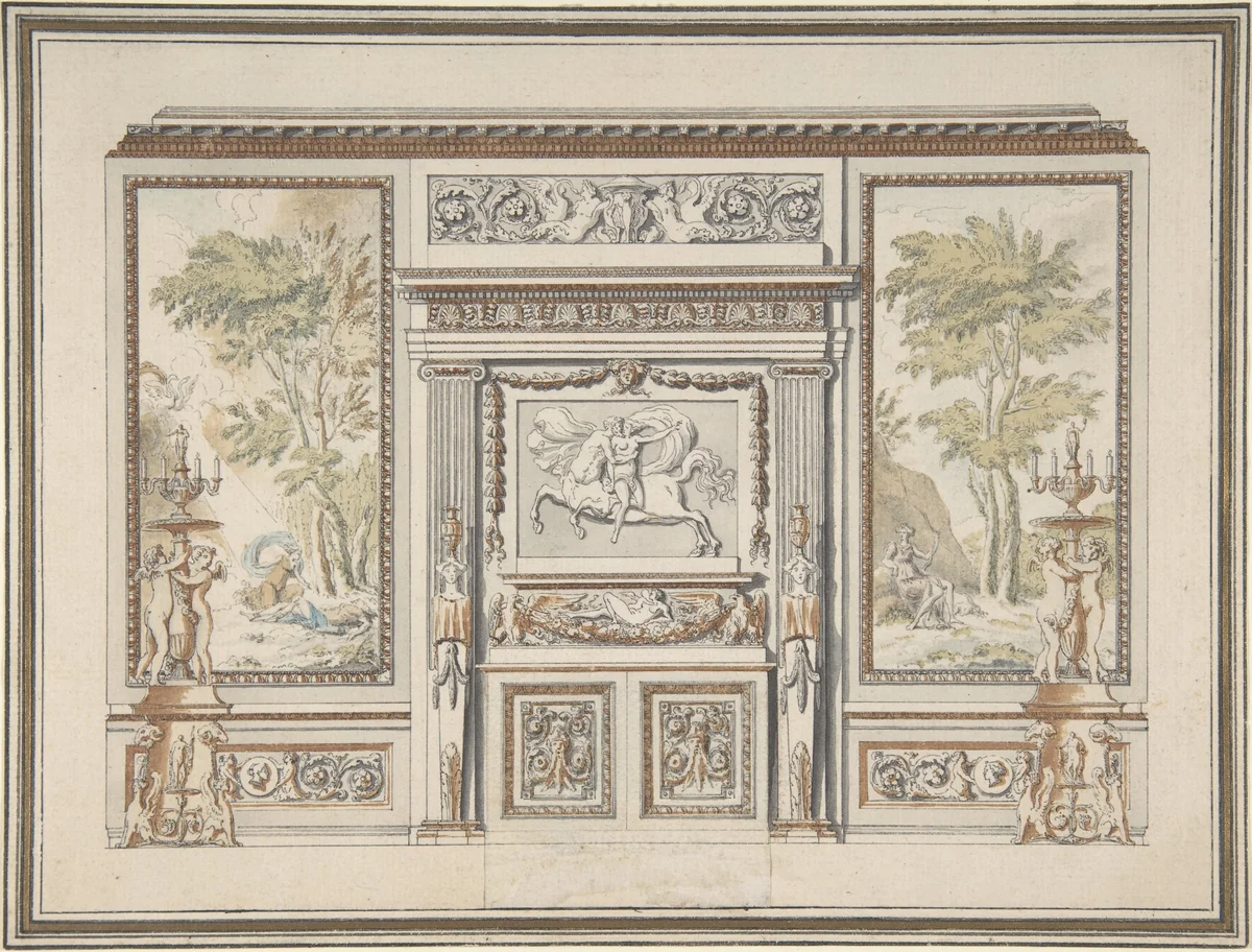 Design for a Wall Elevation by Etienne de Lavallée-Poussin, drawing, 1770-1780