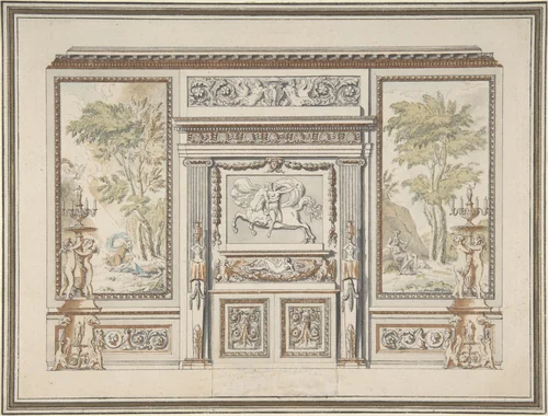 Design for a Wall Elevation by Etienne de Lavallée-Poussin, drawing, 1770-1780