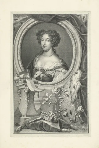 Portret van Maria II Stuart, koningin van Engeland en Schotland by Jacob Houbraken, print, 1750