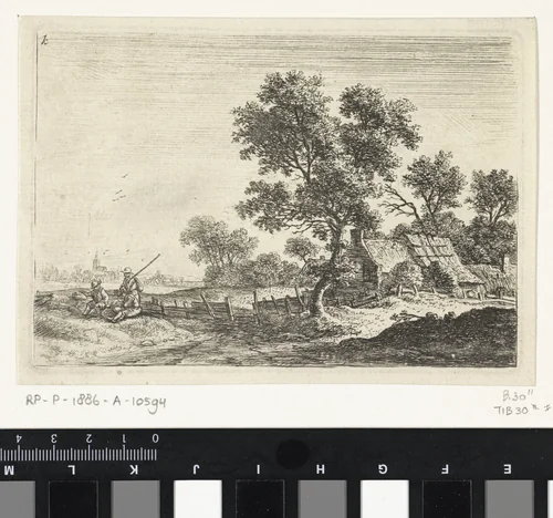 Boeren op een heuvel by Anthonie Waterloo, print, 1630-1663