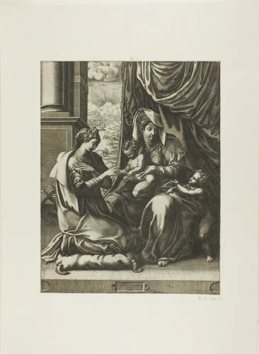 The Mystic Marriage of Saint Catherine by Giorgio Ghisi, print, 1555-1557