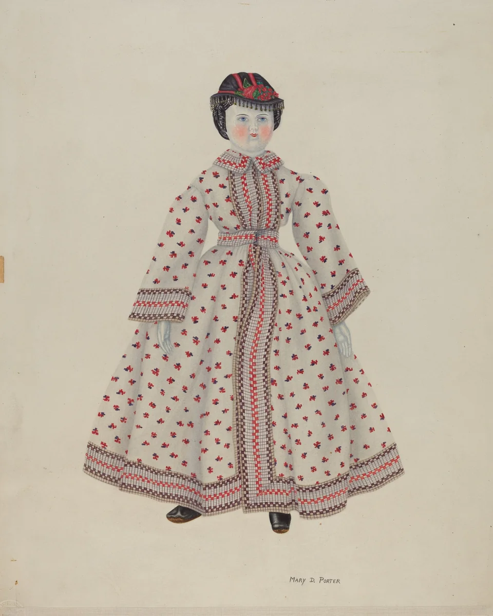 Doll with China Head by Mary Porter, index of american design, 1935-1942