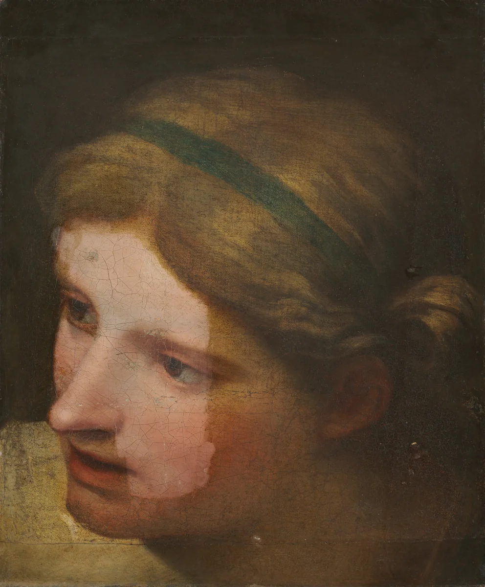 Listening Angel by Unknown, painting, 1500-1599