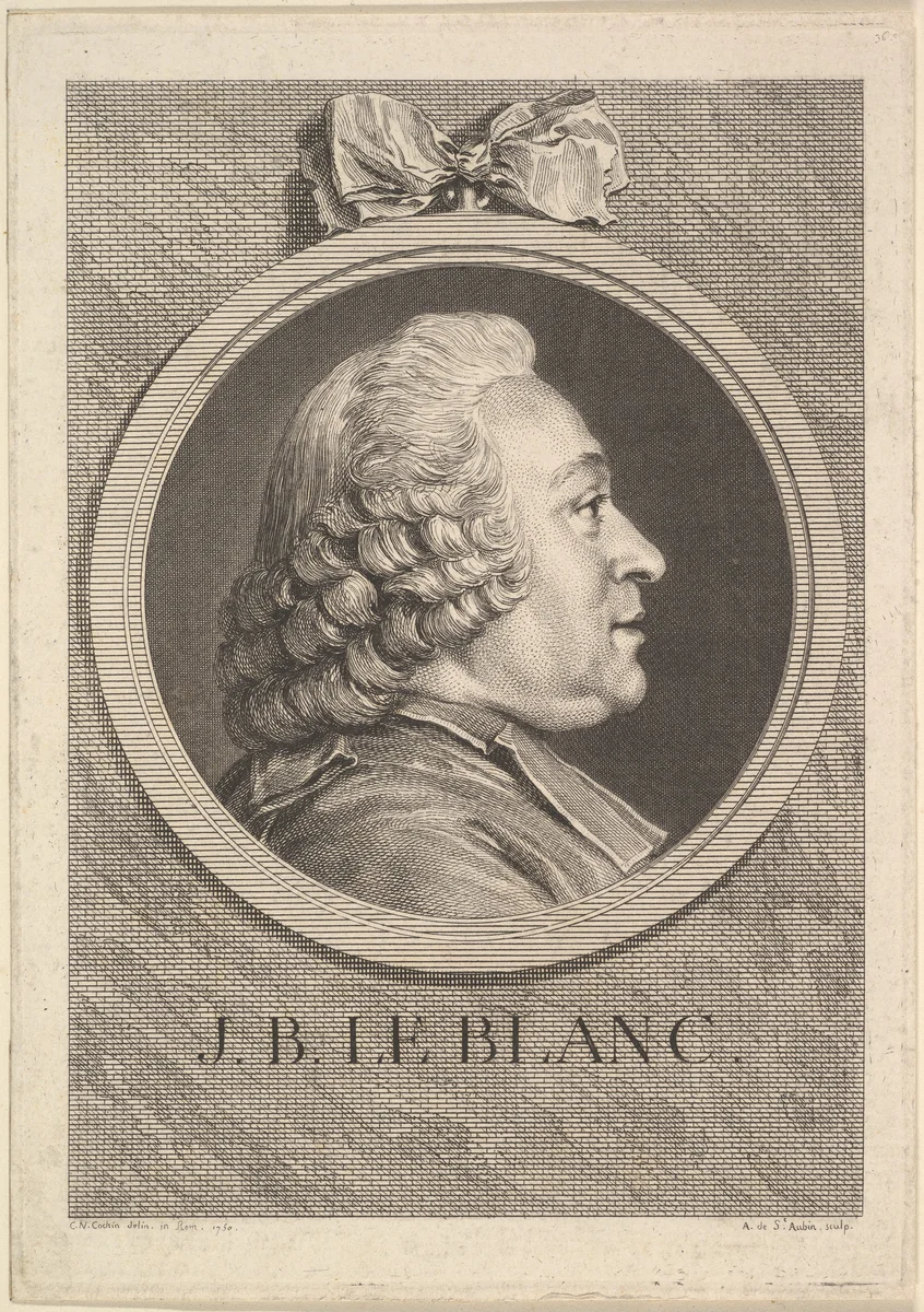 Portrait of Jean-Baptiste Le Blanc by Augustin de Saint-Aubin, print, 1750