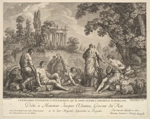 Termosiris Teaching Telemachus to Follow the Example of Apollo by Pietro Antonio Martini, print, 1744-1797