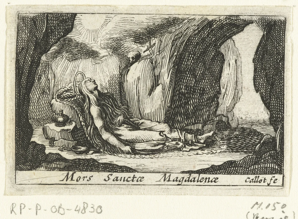 De dood van Maria Magdalena by anonymous, print, 1632-1699