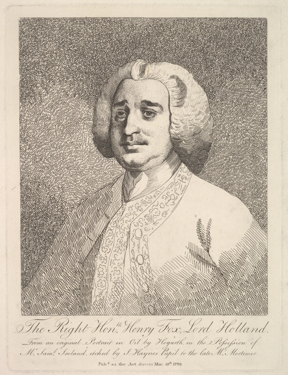 The Right Honorable Henry Fox, Lord Holland by Joseph Haynes, print, 1782