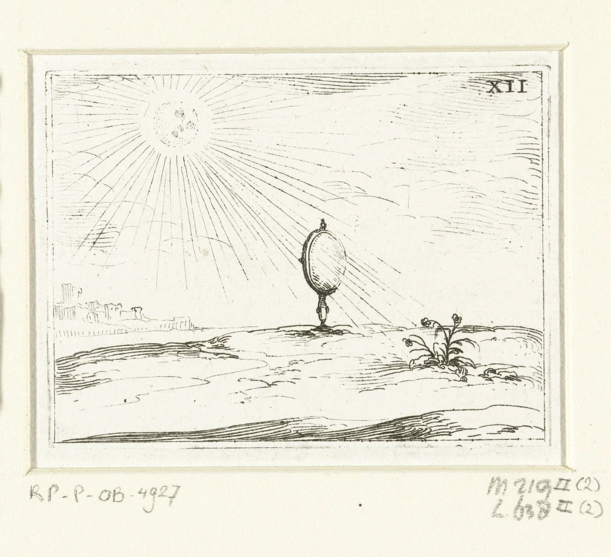 Zonnestralen schijnen door een glas by Jacques Callot, print, 1625-1629