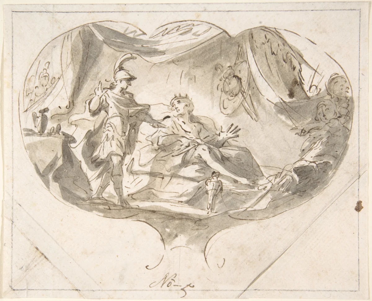 Alexander the Great and King Poros by Martin Altomonte, drawing, 1665-1745