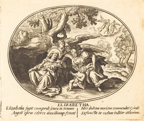 The Flight of Saint Elizabeth with the Infant Saint John by Balthasar Moncornet, print, 1600-1668