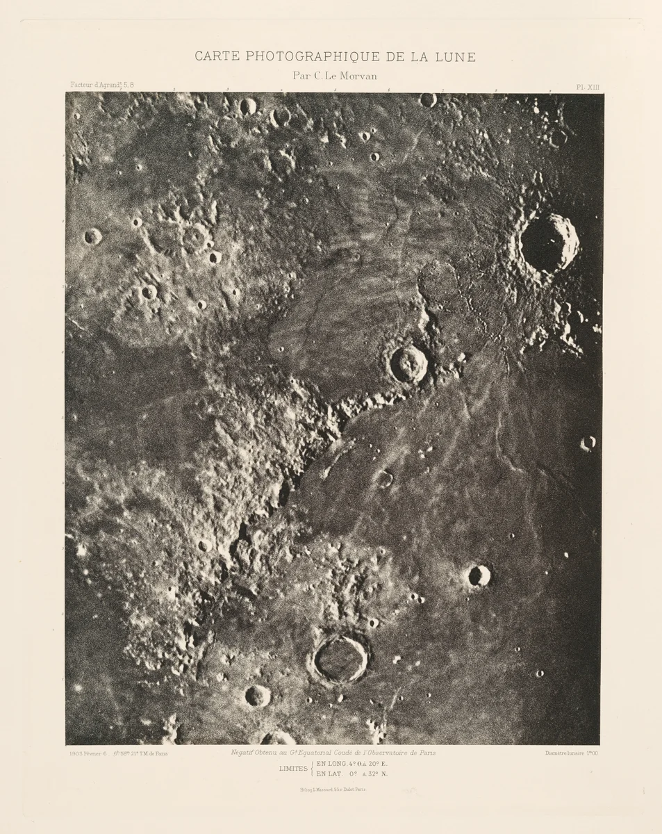 Carte photographique de la lune, planche XIII (Photographic Chart of the Moon, plate XIII) by Charles Le Morvan, photograph, 1903