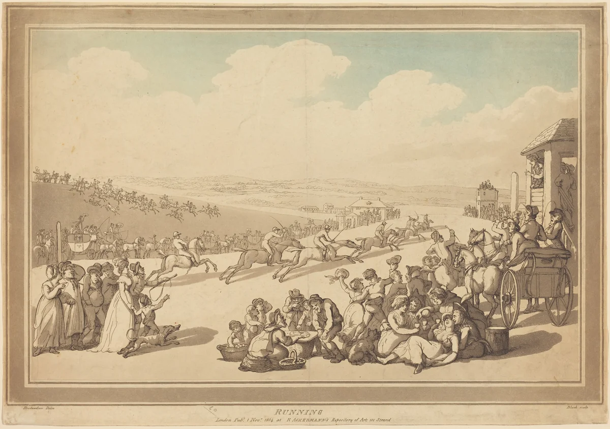 Running by John Bluck; Thomas Rowlandson, print, 1804