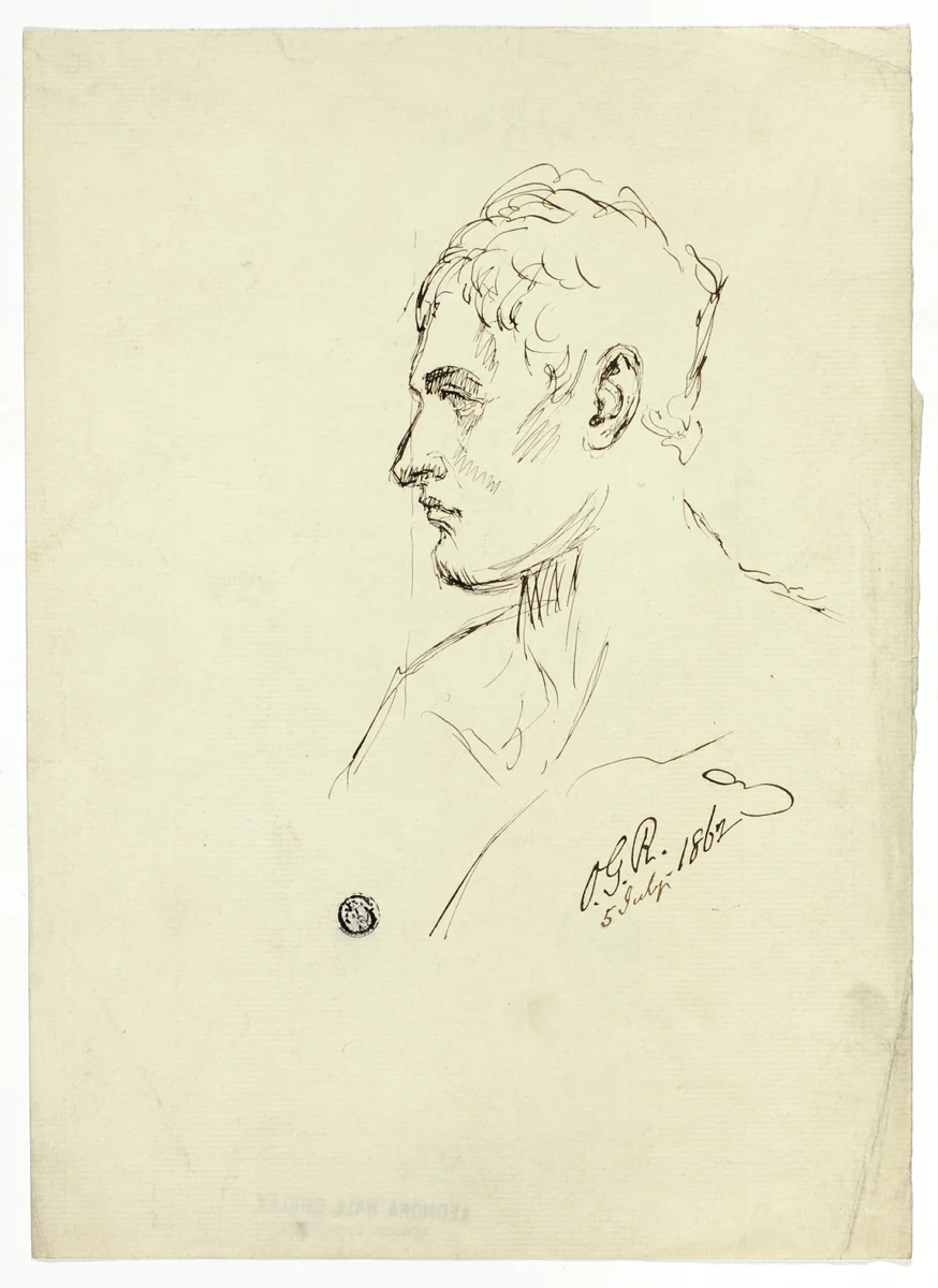 Bust of Young Man in Profile by Unknown Artist, drawing, 1800-1899