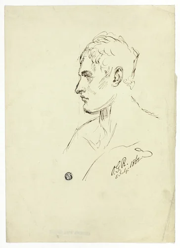 Bust of Young Man in Profile by Unknown Artist, drawing, 1800-1899