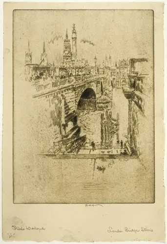 London Bridge Stairs by Joseph Pennell, print, 1903