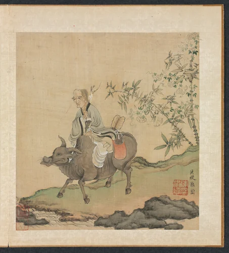 Paintings after Ancient Masters: Laozi Riding an Ox by Chen Hongshou, painting, 1598-1652