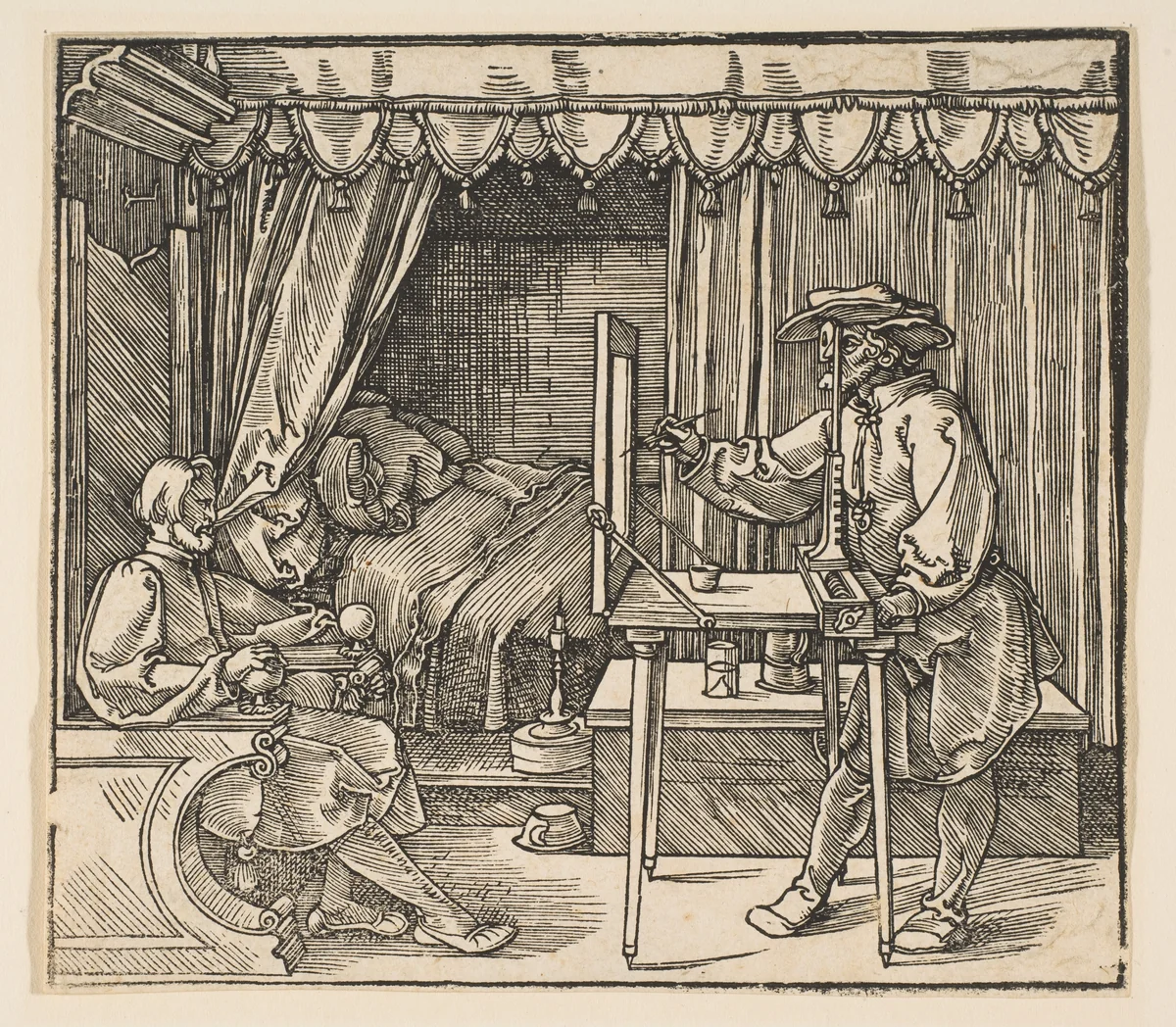 Artist Drawing a Portrait of a Man by Albrecht Dürer, print, 1485-1528