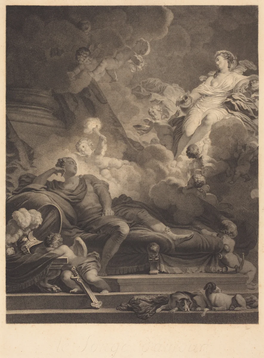 Le Songe d'Amour (Love's Dream) by Nicolas François Regnault
Jean Honoré Fragonard, print, 1785