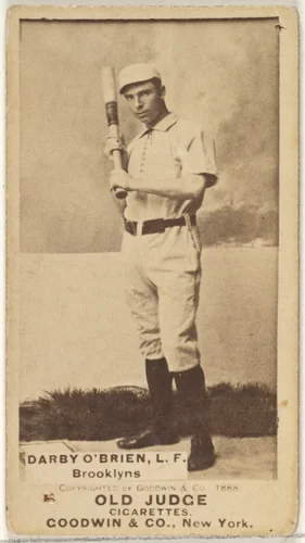 Darby O'Brien, Left Field, Brooklyn Bridegrooms, from the Old Judge series (N172) for Old Judge Cigarettes by Goodwin & Company, photograph, 1888