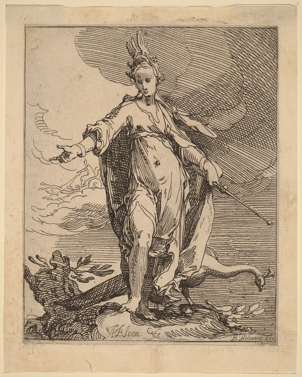 Juno by Abraham Bloemaert, print, 1605-1615