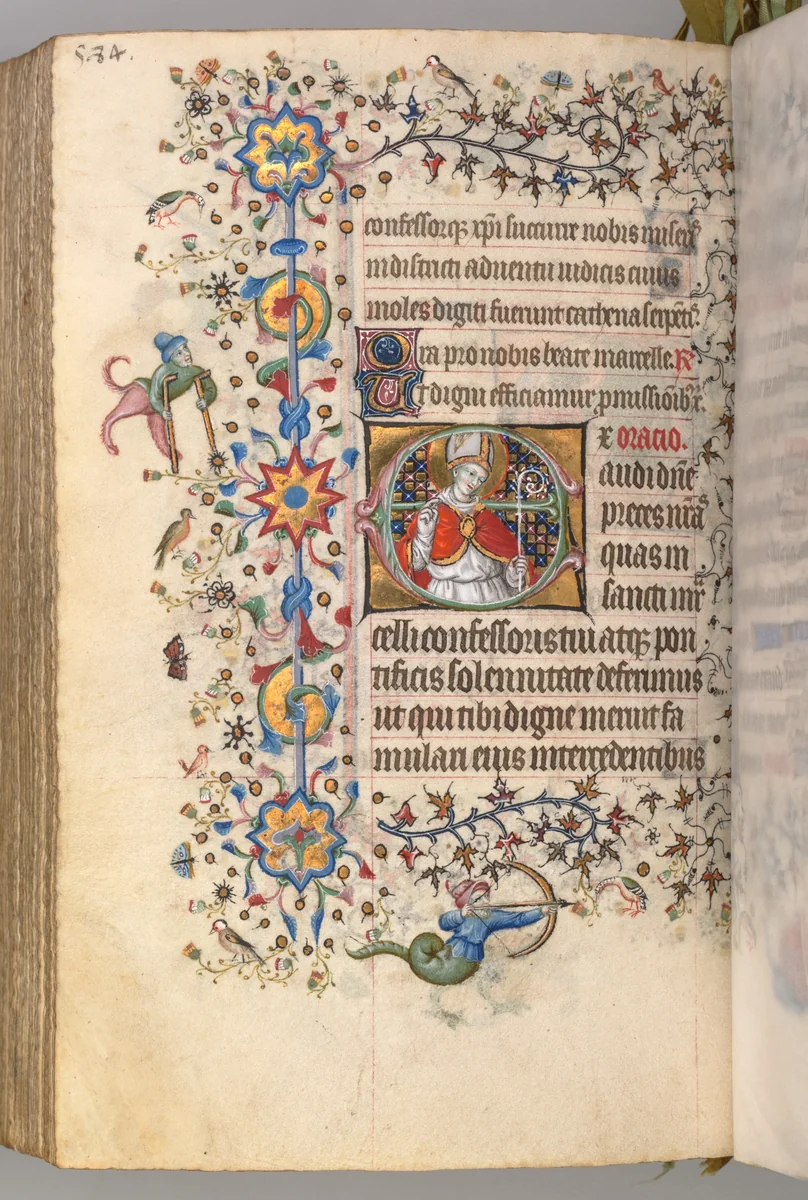 Hours of Charles the Noble, King of Navarre (1361-1425): fol. 286v, St. Marcel by Master of the Brussels Initials and Associates, book, 1400-1410
